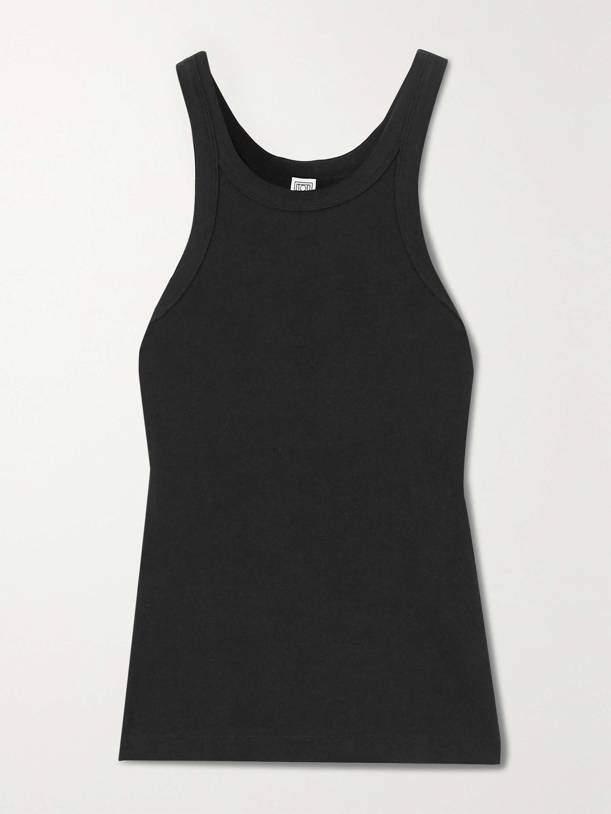 + Net Sustain Curved Ribbed Stretch Organic Cotton-Jersey Tank