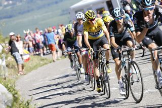 17 July 2016 103rd Tour de France Stage 15 : Bourg-en-Bresse - Culoz FROOME Christopher (GBR) Sky, Maillot Jaune, at Lacets du Grand Colombier Photo : Yuzuru SUNADA