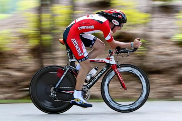 Andy Baker (Bissell) puts in a strong TT after just having become the collegiate national road champ.