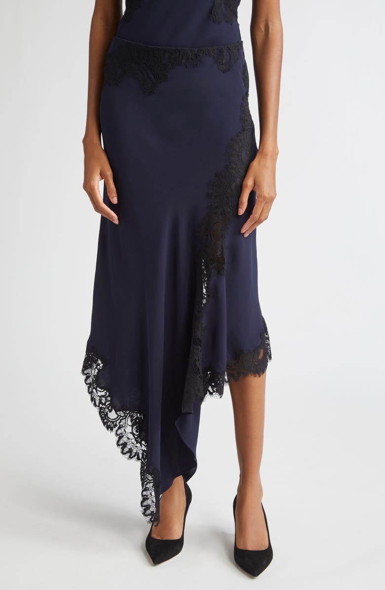 Hartley Lace Detail Asymmetric Slip Skirt