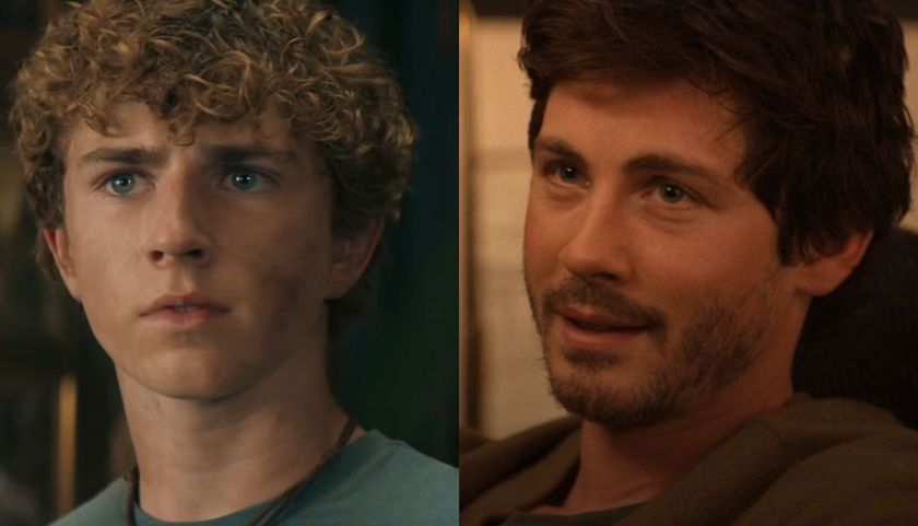Walker Scobell as Percy Jackson and Logan Lerman in Only Murders in the Building