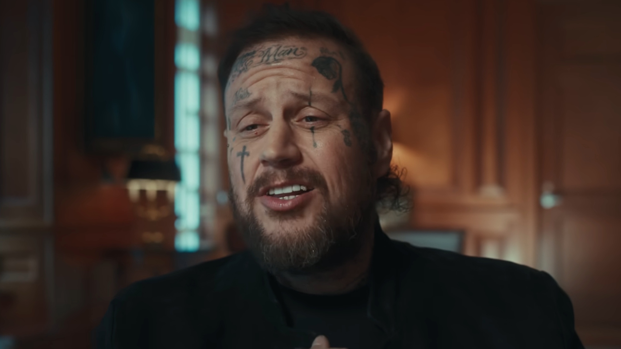 Jelly Roll is shown on his Thorns music video.