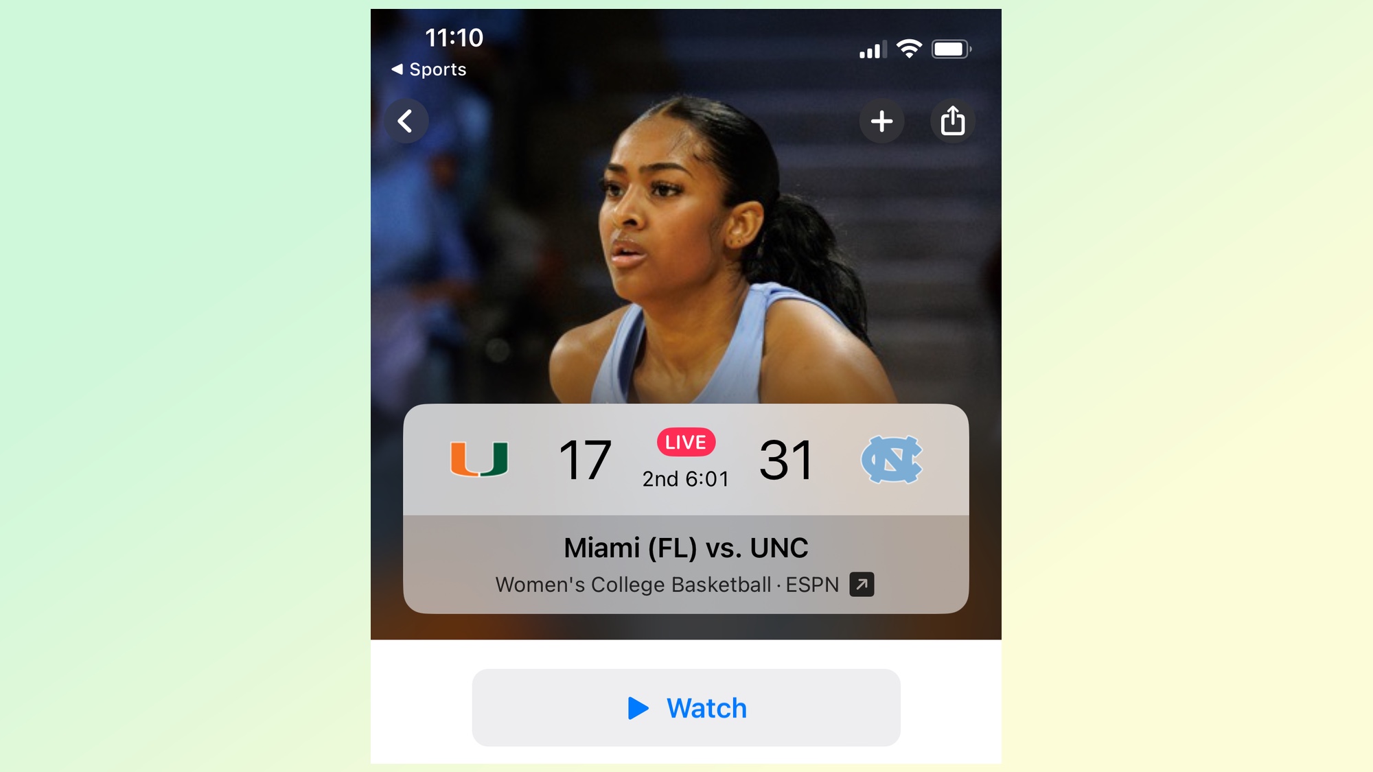 Apple Sports watch button takes you to Apple TV app
