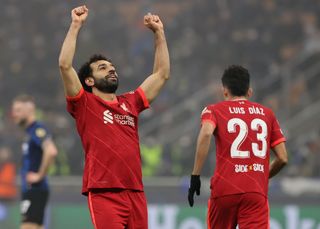 Liverpool forward Mohamed Salah celebrates a goal