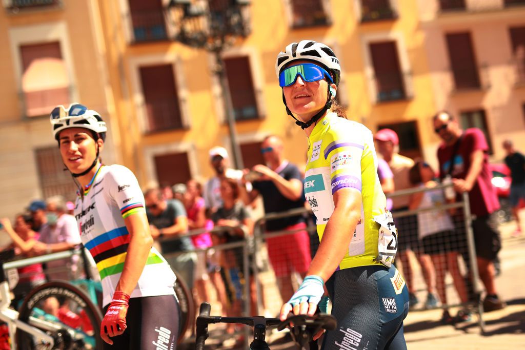 PALENCIA SPAIN SEPTEMBER 10 Elisa Longo Borghini of Italy and Team Trek Segafredo prior to the 8th Ceratizit Challenge By La Vuelta 2022 Stage 4 a 1604km stage from Palencia to Segovia 1005m CERATIZITChallenge22 UCIWWT on on September 10 2022 in Palencia Spain Photo by Gonzalo Arroyo MorenoGetty Images