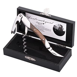 Laguiole by Flyingcolors Wine Opener Sommelier Professional Waiter's Corkscrew, Olive Wood Handle, Wooden Gift Box. Sommelier Knife, Corkscrew, Foil Cutter, and Bottle Opener.