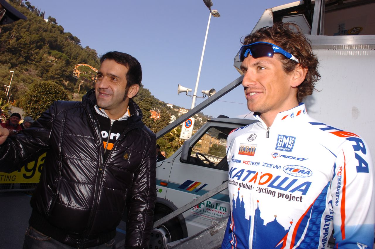 Filippo Pozzato with the late Franco Ballerini.