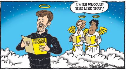 Editorial cartoon U.S. George Michael death singing voice