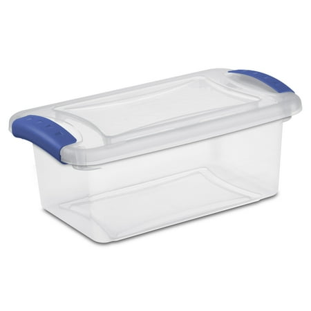 (3 Pack) Sterilite, 7 Quart Clear Storage Bin, Latch Box Storage Container, With Clear Lid, Blue