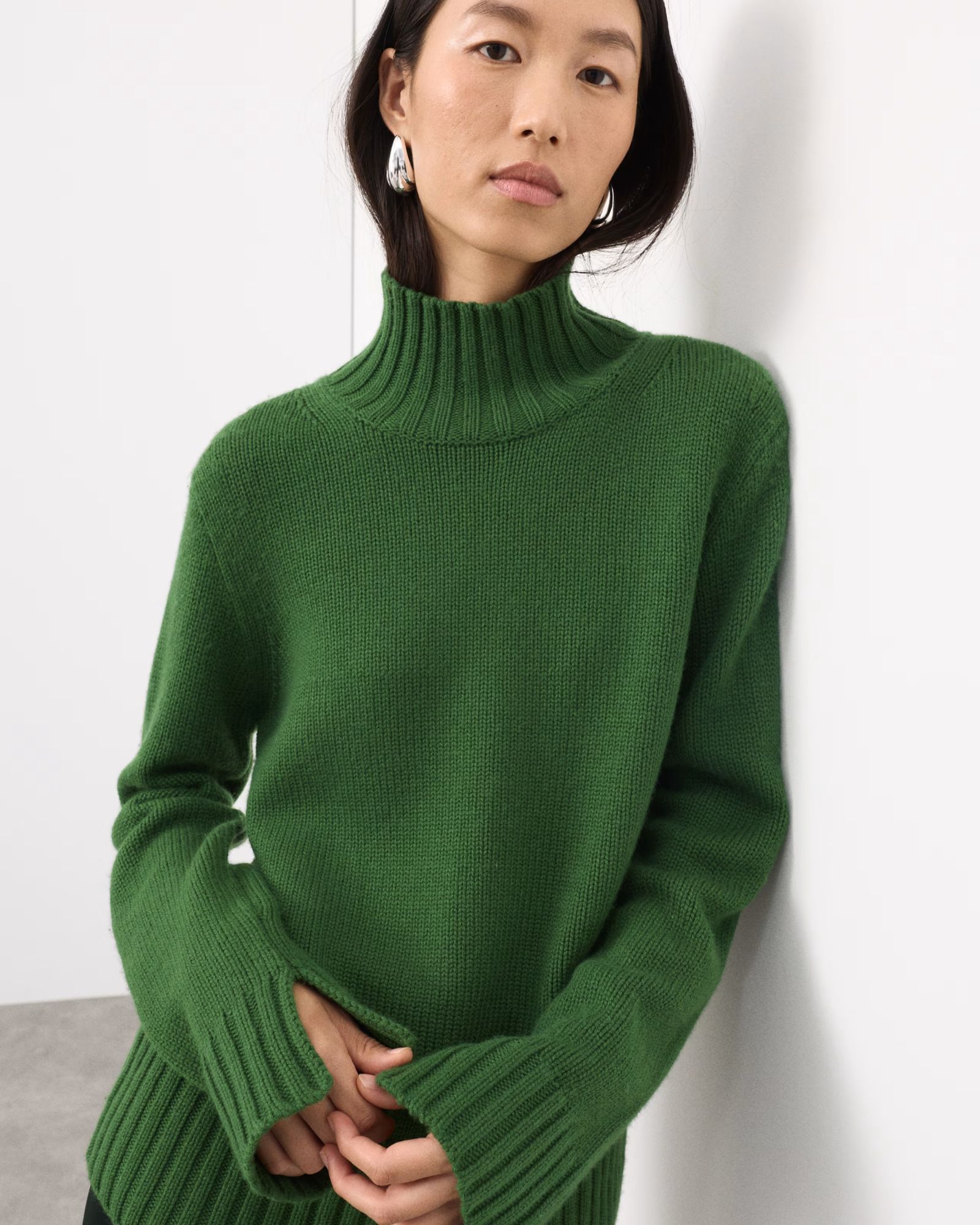 M&S Ribbed Funnel Neck Jumper with Cashmere
