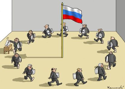Political cartoon World Putin Russia rigged election