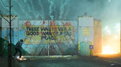 A peace barrier along Springfield Road, Belfast