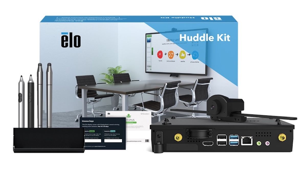 Elo has debuted the Huddle Kit, an accessories bundle that pairs with Elo’s 4K interactive displays to provide businesses with a simplified collaboration and videoconferencing solution. 