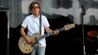 Tom Petersson of Cheap Trick performs in support of the bands' album "The Latest" at Sleep Train Amphitheatre in Wheatland, California.