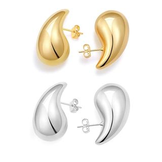 Vuleto 2 Pairs Earring Dupes Chunky Gold Silver Hoop Earrings Set for Women,14k Gold Lightweight Hollow Hoops Teardrop Tear Drop Earrings Fashion Jewelry Gift Aretes De Oro Para Mujer 14k Originales