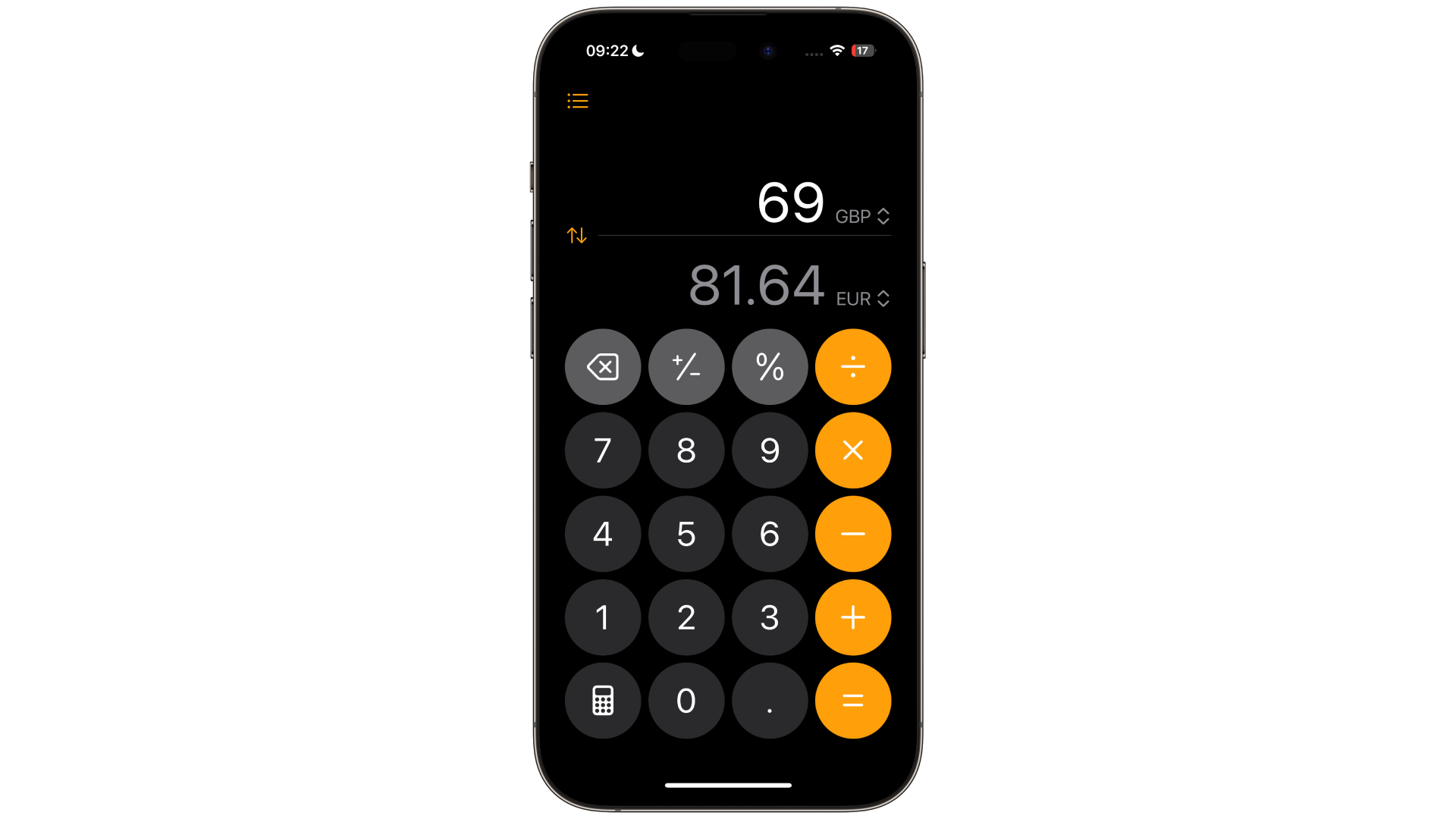 Fonctionnalité de conversion de calculatrice iOS 18