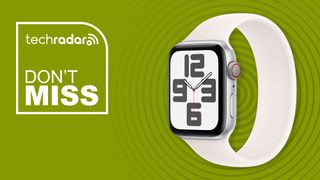 Apple WAtch se 2 on green background with the text don't miss