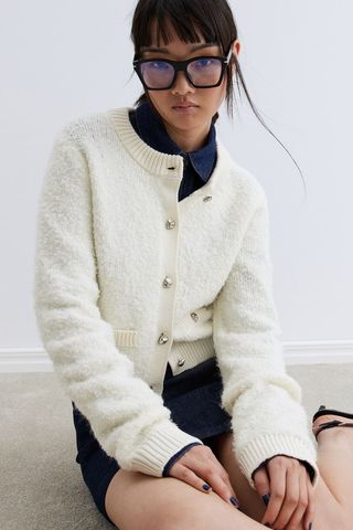 Bouclé-Knit Cardigan