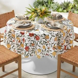 A printed tablecloth for the outdoors 