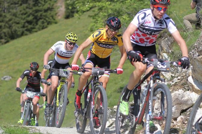 The top contenders, including race leader Christoph Sauser