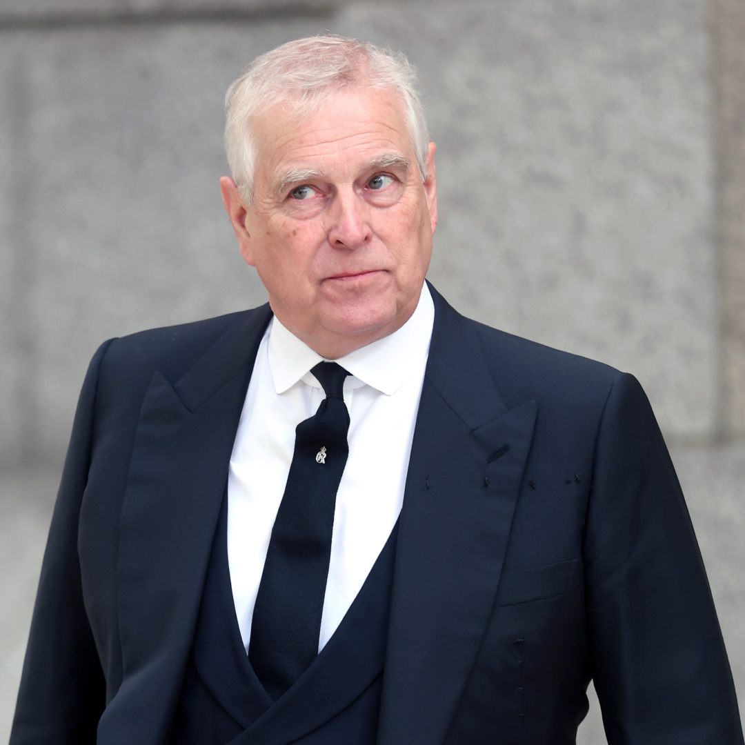 Ex-Prince Andrew wearing a dark suit