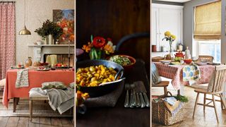 autumn tables with a pumpkin casserole dish