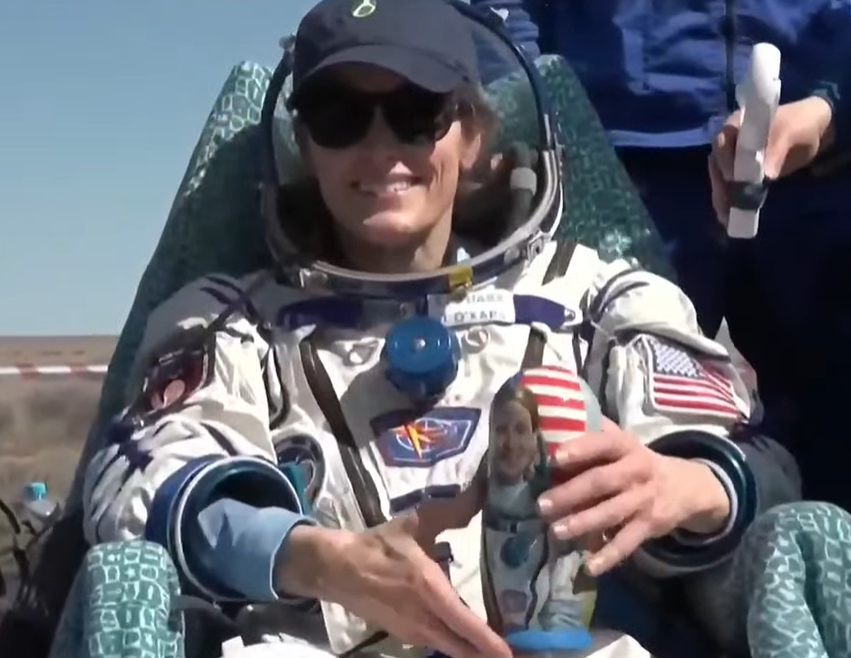 Laurel O'Hara shows the Matryoshka doll with her likeness she received after returning to Earth on April 6