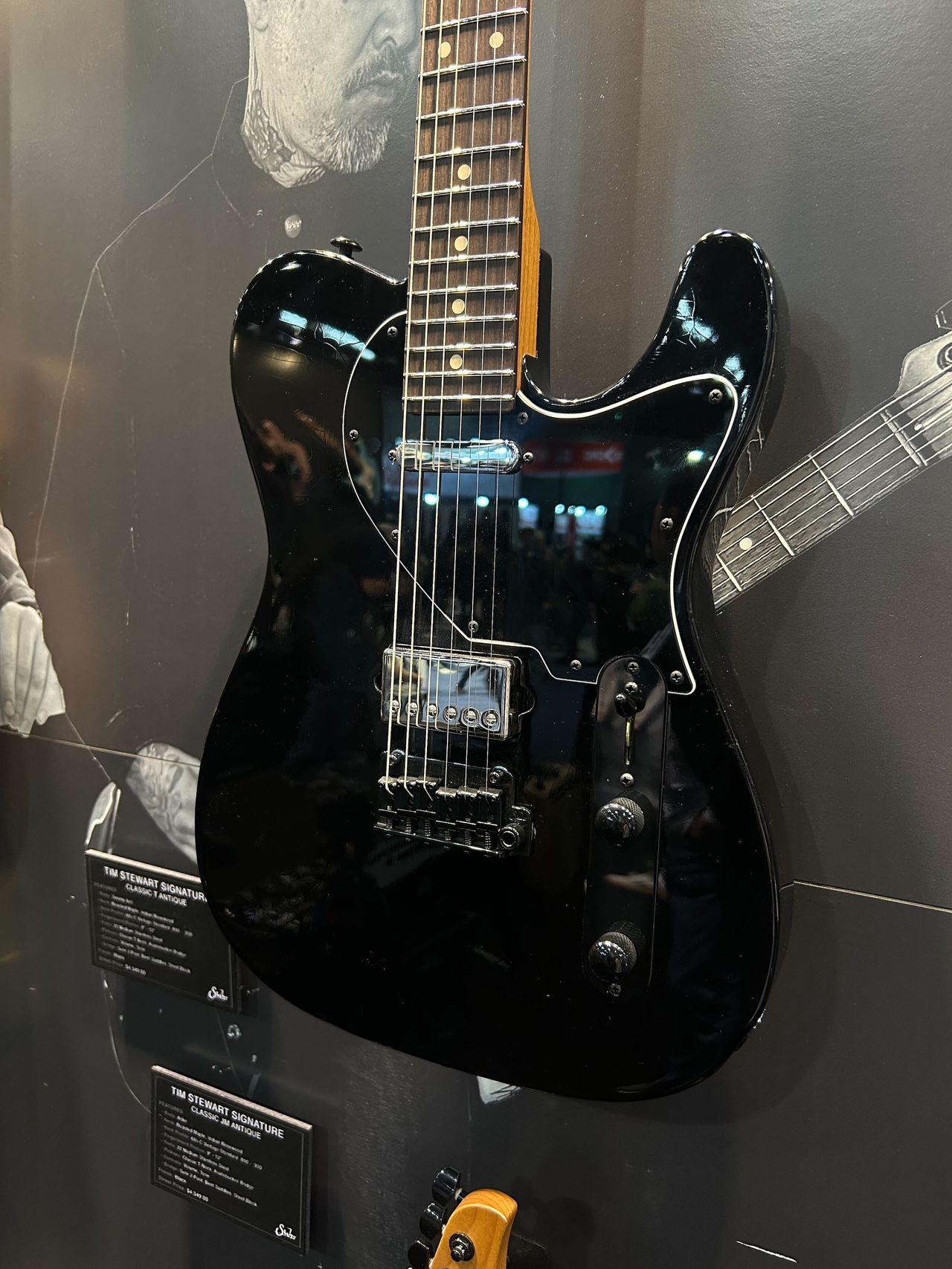A Suhr guitar, on display at the 2026 NAMM show in Anaheim, California