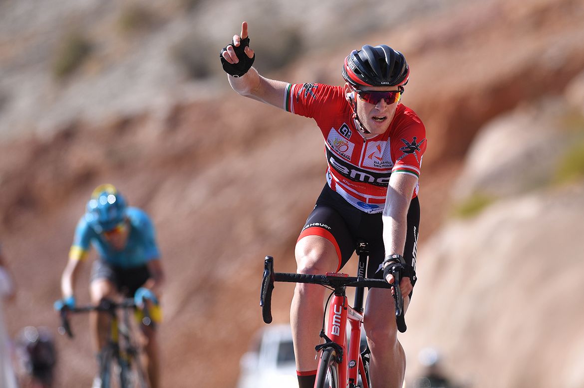 Ben Hermans raises his arm in celebration