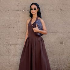 woman in brown dress