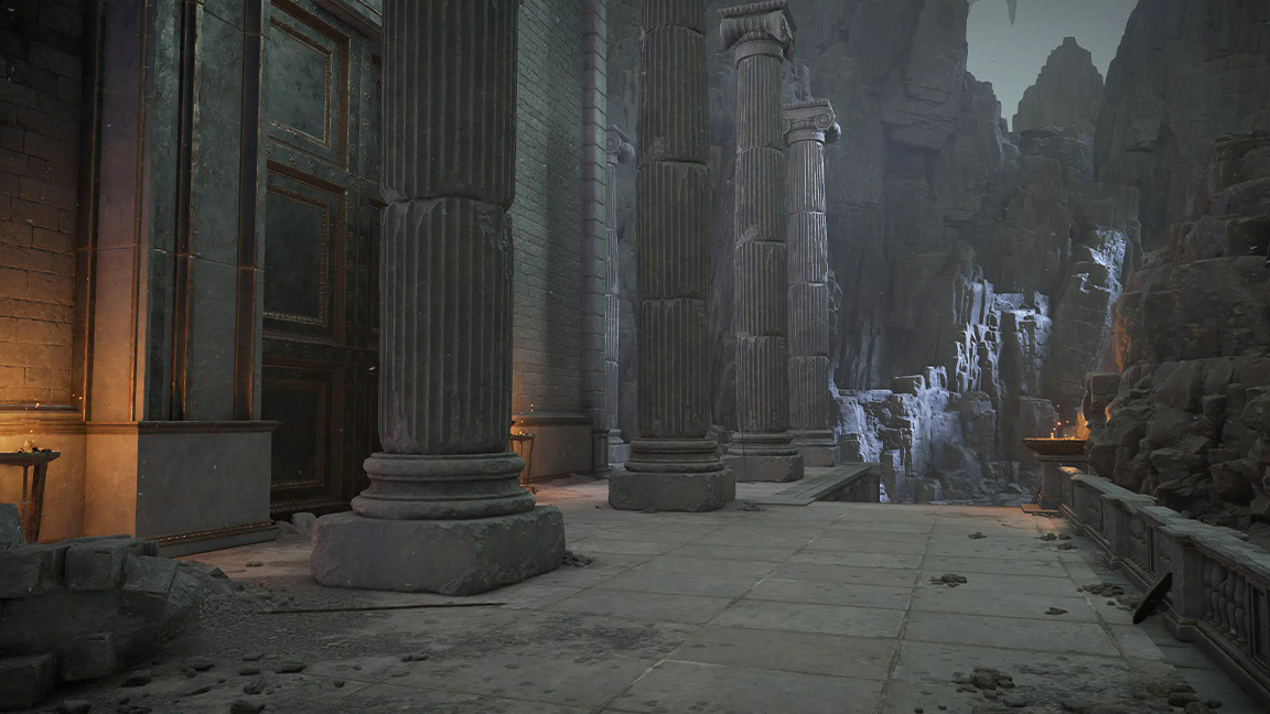 God of War multiplayer screens; game screens showing ancient Greek locations