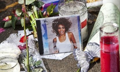 A street memorial for Whitney Houston 