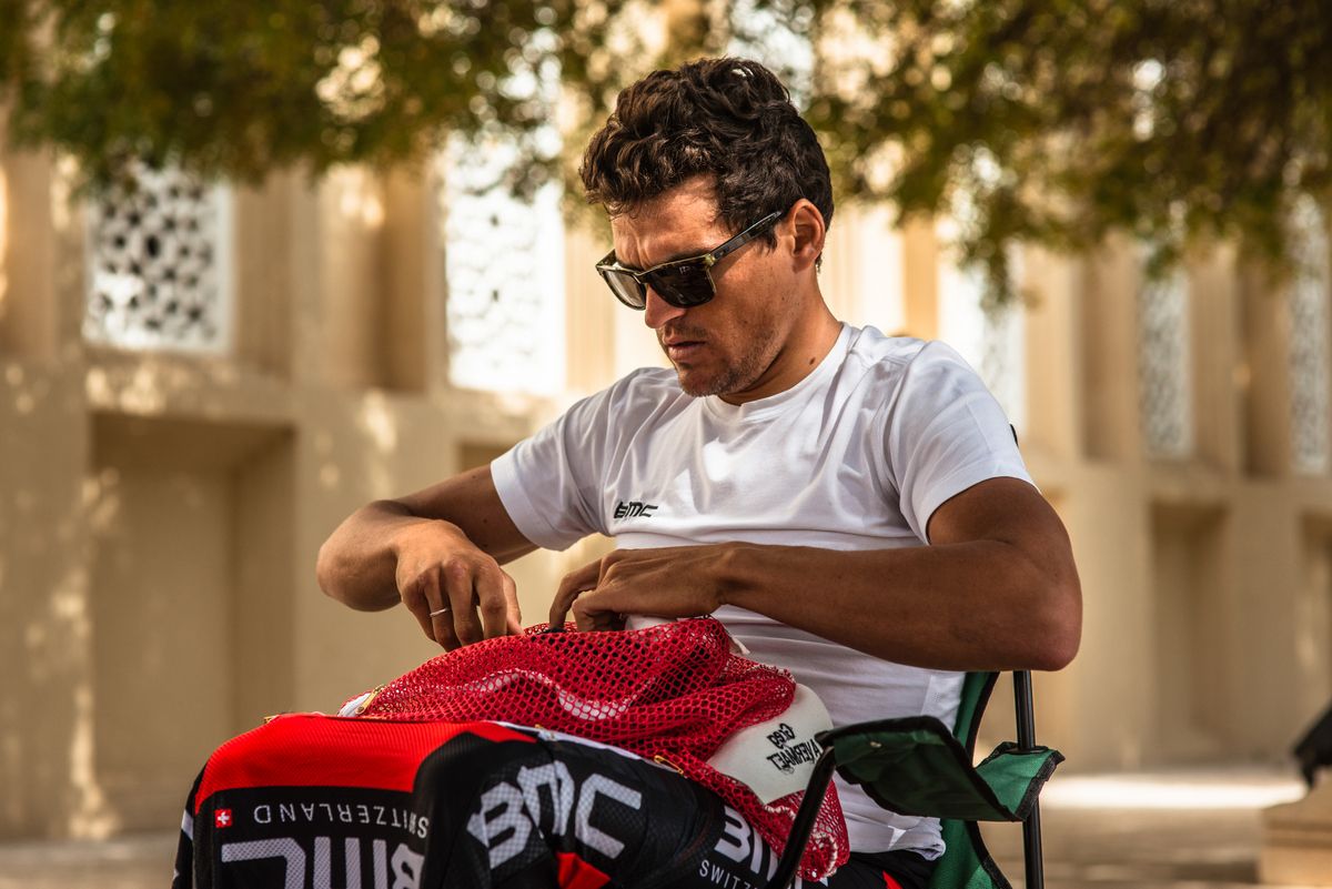 Greg Van Avermaet (BMC) pinning on his numbers