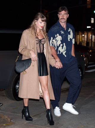 A photo of Taylor Swift and Travis Kelce on a date in New York City.