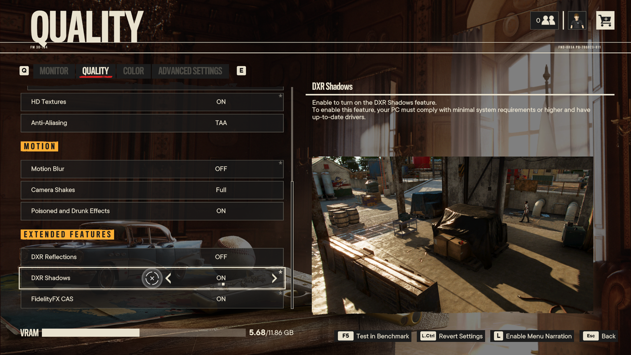 Far Cry 6 settings menu screenshots