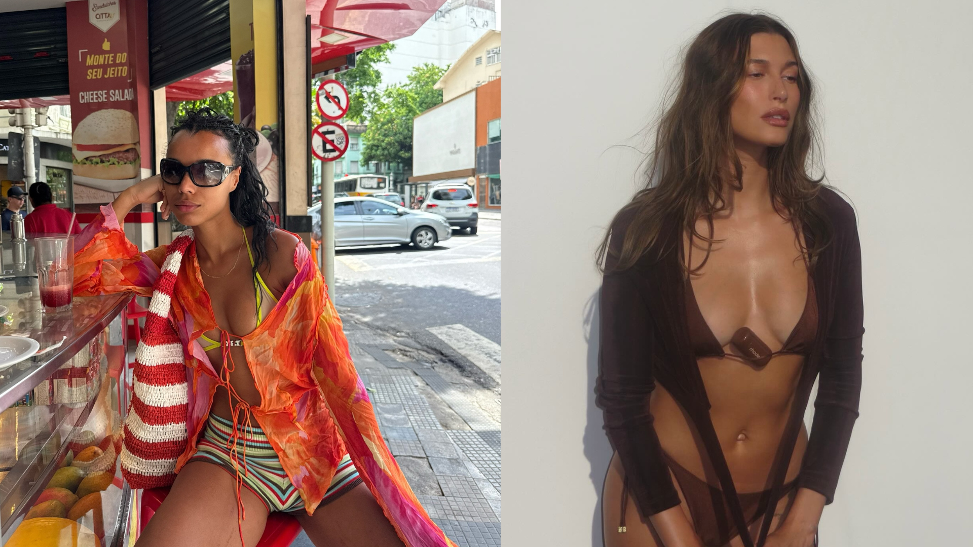 An image of a woman wearing front tie top bikini outfit summer 2026
