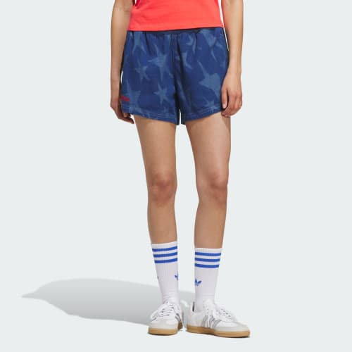 Denim Graphic Varsity Shorts