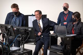 Jerry Seinfeld behind the scenes of Unfrosted
