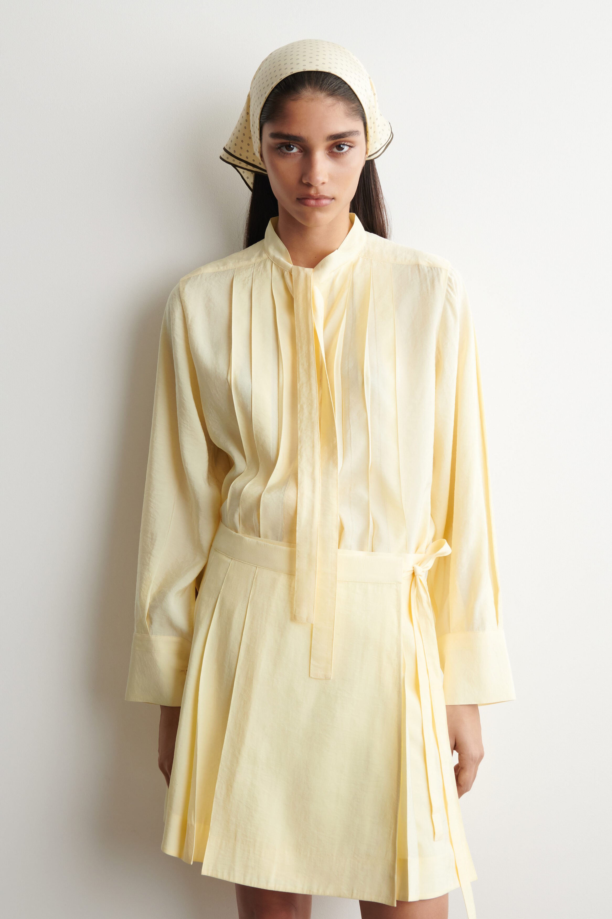 Pleated Bow-Detail Blouse
