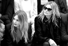 Cara Delevingne and Kate Moss at Burberry during London Fashion Week