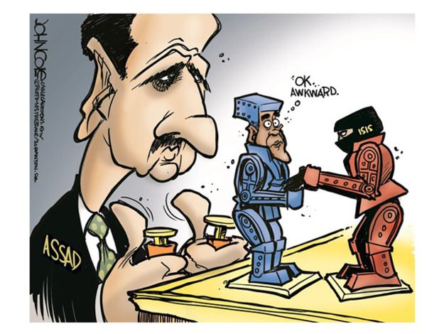 Obama cartoon Assad ISIS middle east world