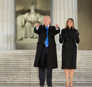 President-elect Donald J. Trump and his wife Melania arrive for the inaugural concert at the Lincoln Memorial in Washington, D.C., on Jan. 19, 2017, a day before he will take the Oath of Office as the 45th U.S. president.