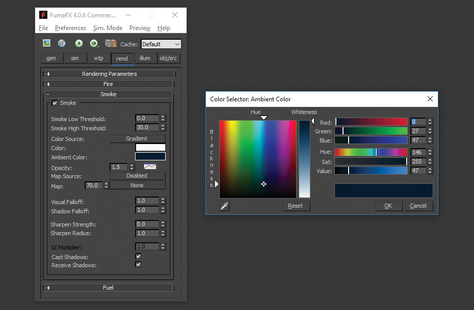 Create clouds with FumeFX: Rendering settings