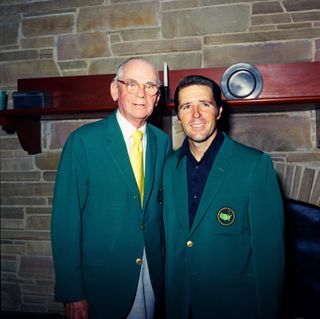 Augusta National Golf Club's first chairman Clifford Roberts (left) and Gary Player in 1974