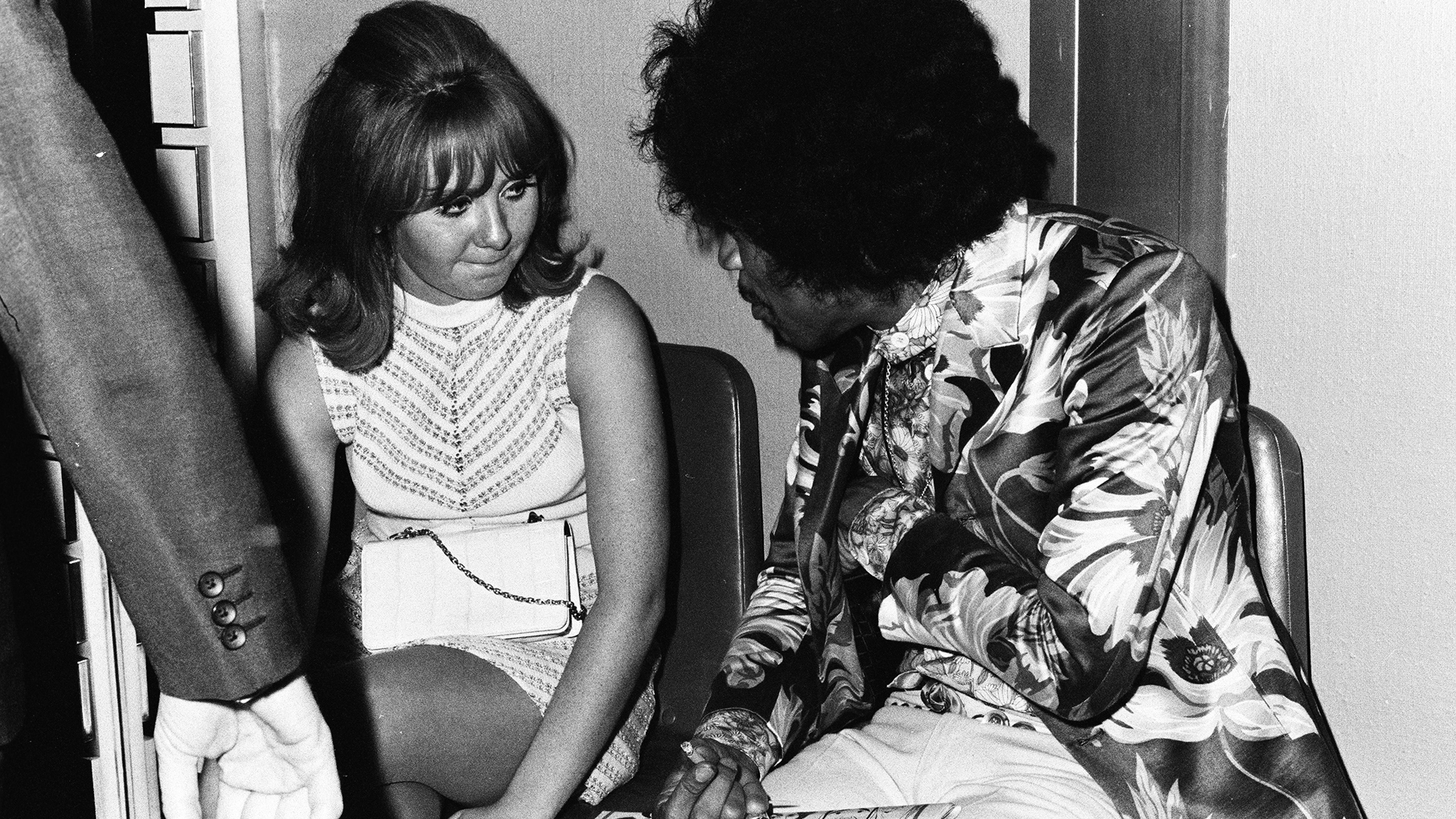 Jimi Hendrix speaking to Lulu at Melody Maker Pop Poll Awards Reception Party, September 16th, 1967.  