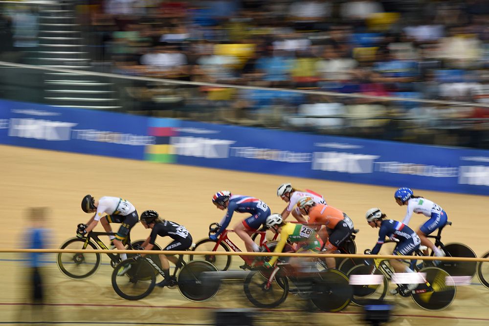 Amy Cure (Australia) heads the field in the women's omnium