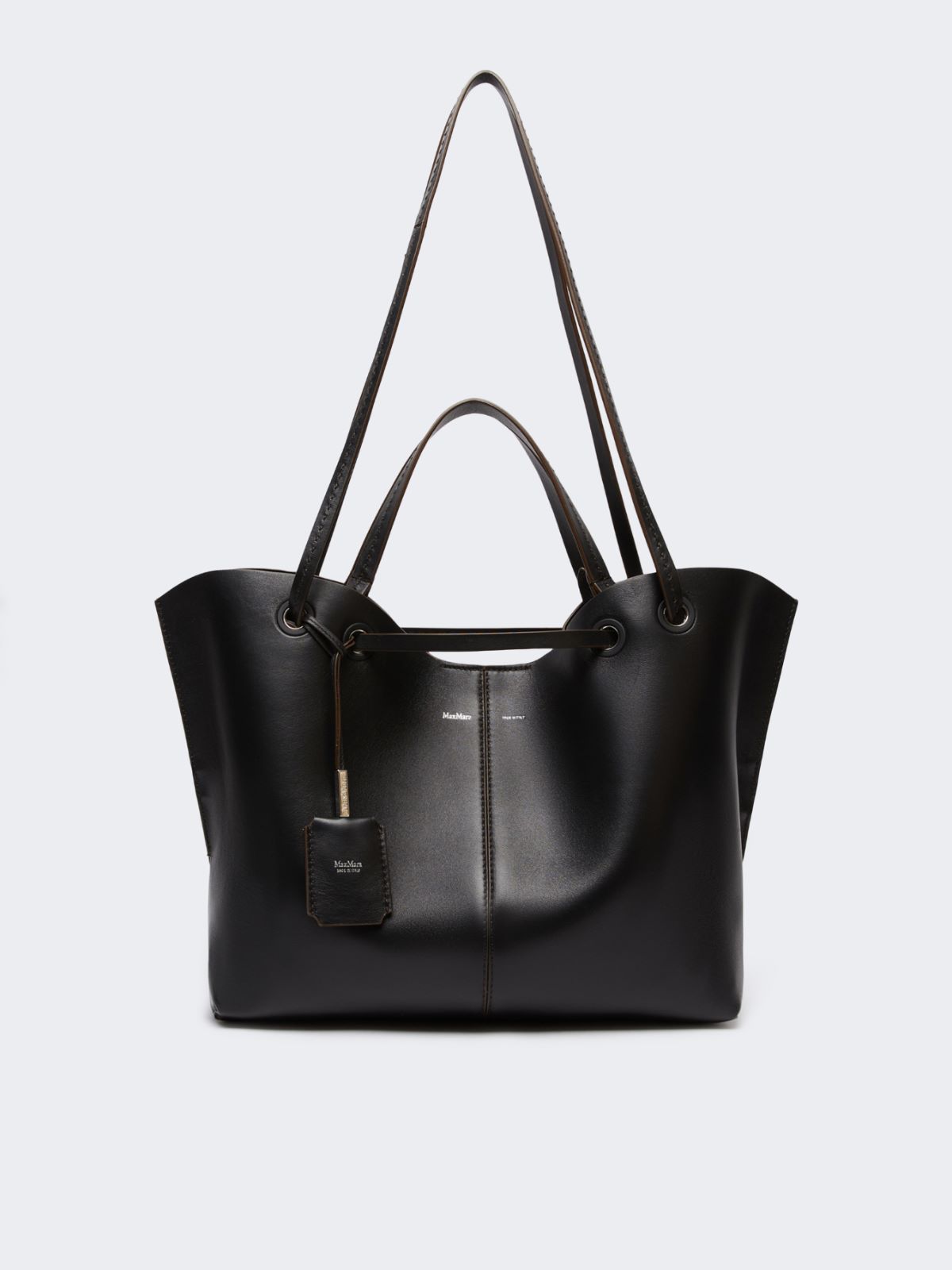 Double Nappa Leather Shopper Bag - Black