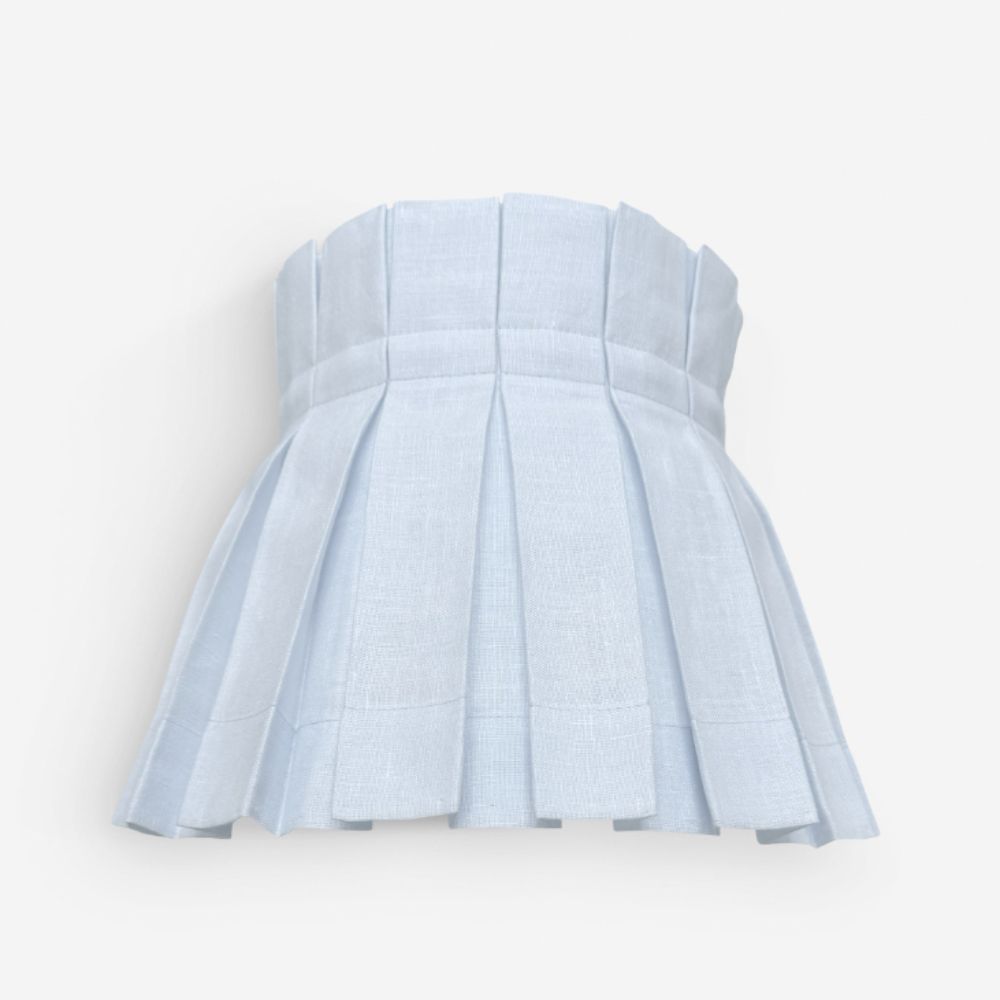 Pale blue box pleat lampshade