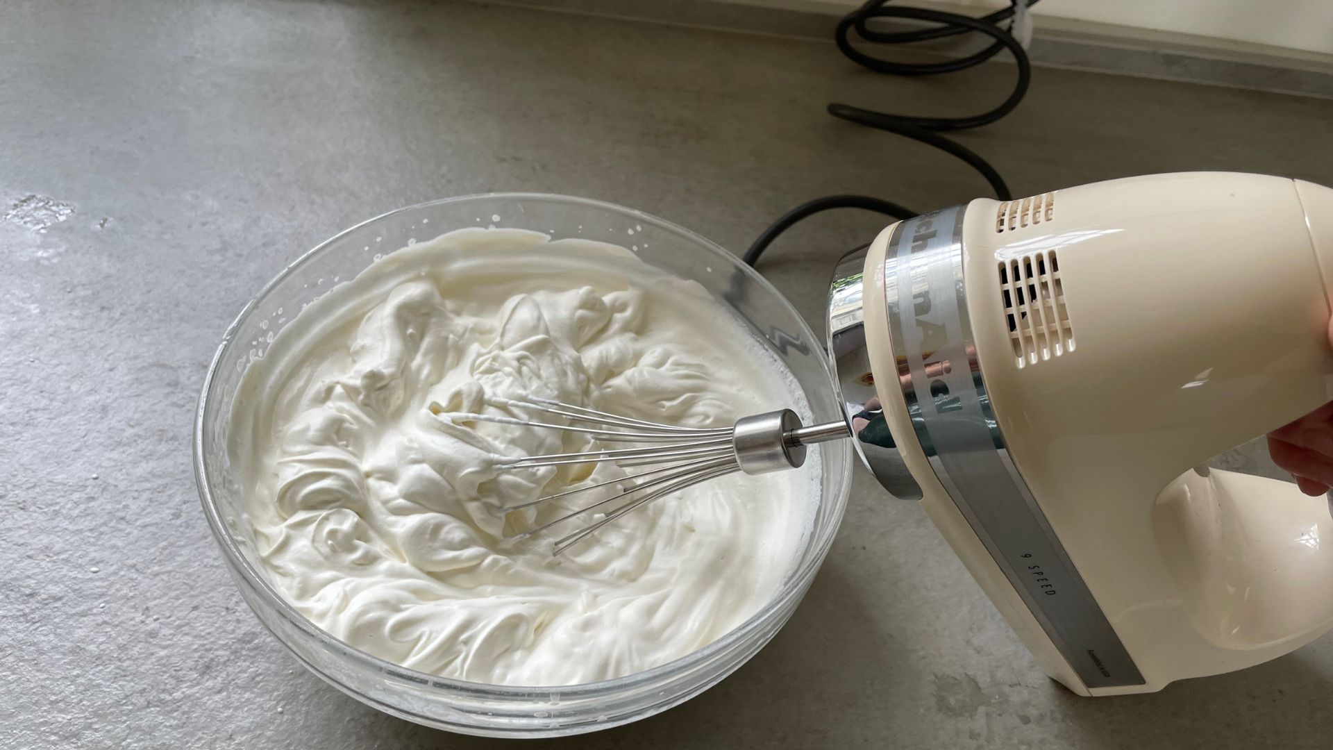 Whipped cream in the KitchenAid Hand Mixer