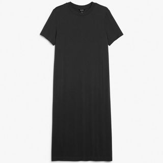 midi length black t-shirt dress